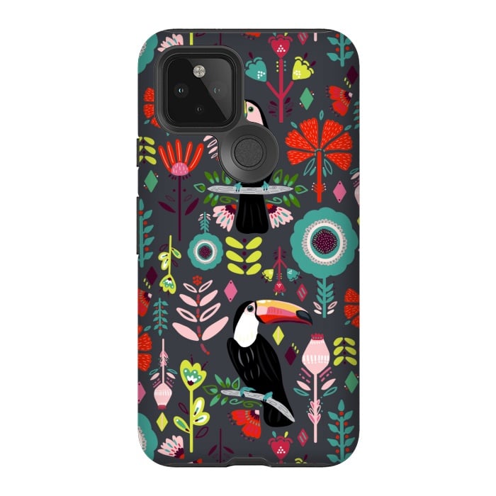 Pixel 5 StrongFit Colorful Toucans With Bright Red  by Tigatiga