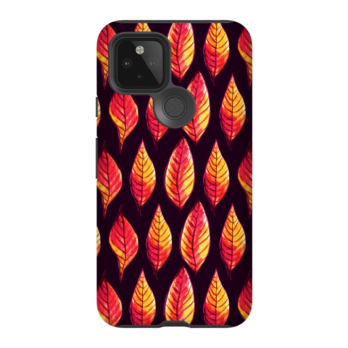Pixel 5 StrongFit Vibrant autumn leaves pattern in red and yellow by Boriana Giormova