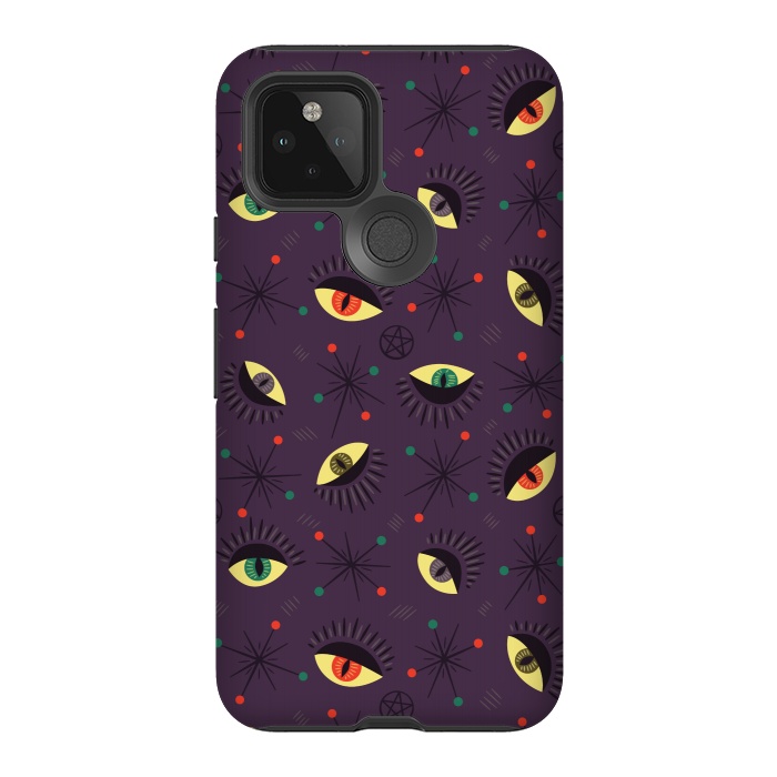 Pixel 5 StrongFit Reptile Witch Eyes Spooky Retro Pattern by Boriana Giormova