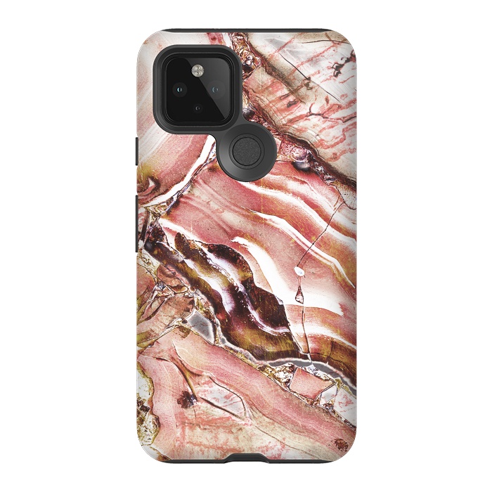 Pixel 5 StrongFit golden rose pink precious gemstone marble by Oana 