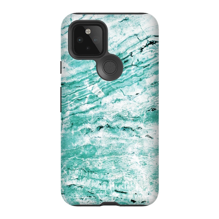 Pixel 5 StrongFit Turquoise marble waves by Oana 