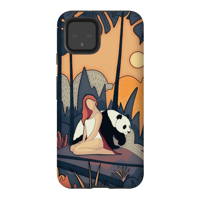 Pixel 4 StrongFit The panda and the girl by Steve Wade (Swade)