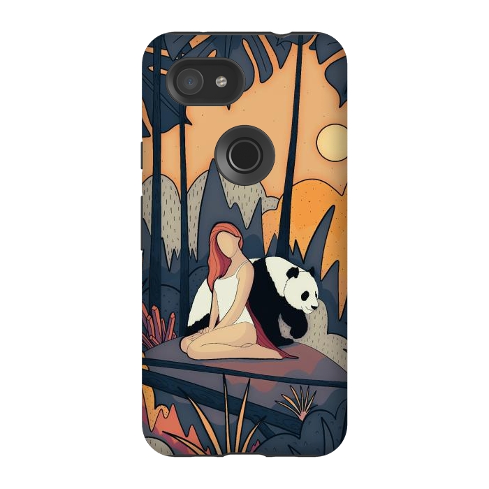Pixel 3A StrongFit The panda and the girl by Steve Wade (Swade)