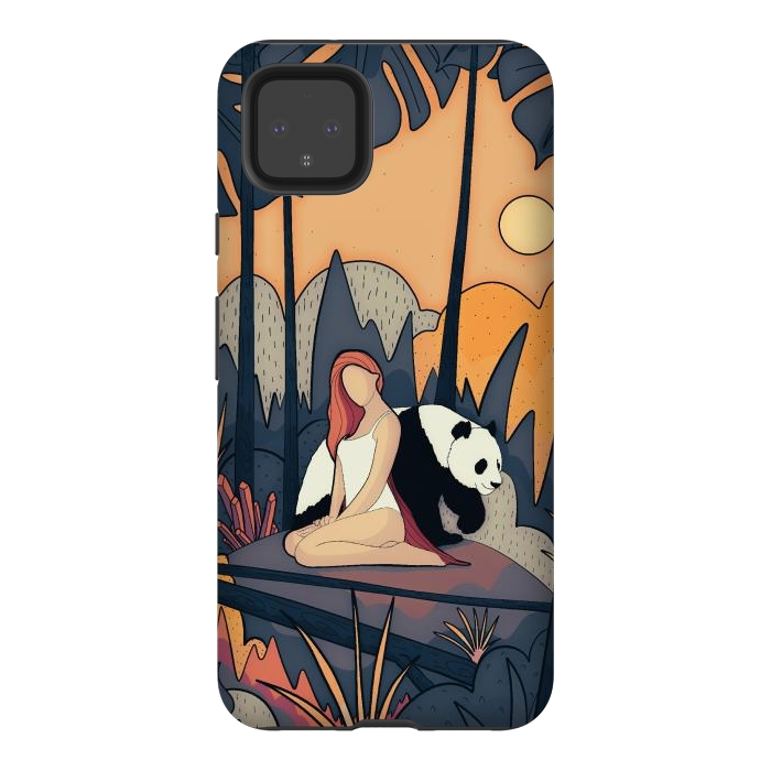 Pixel 4XL StrongFit The panda and the girl by Steve Wade (Swade)