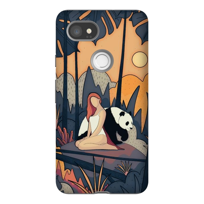 Pixel 2XL StrongFit The panda and the girl by Steve Wade (Swade)