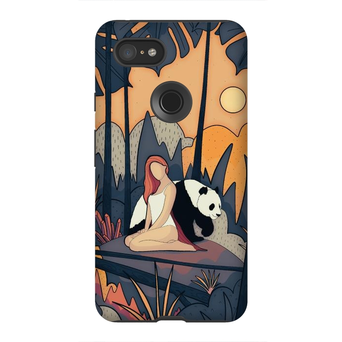 Pixel 3XL StrongFit The panda and the girl by Steve Wade (Swade)