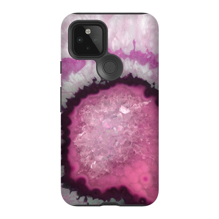 Pixel 5 StrongFit Pink and White Crystal Agate by  Utart