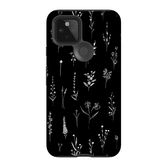 Pixel 5 StrongFit Black Wildflowers by Anis Illustration