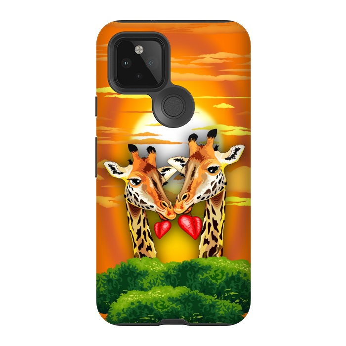 Pixel 5 StrongFit Giraffes in Love in Wild African Savanna Valentine's Day by BluedarkArt