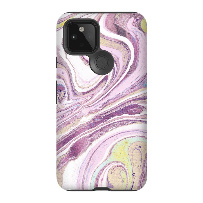 Pixel 5 StrongFit Dusty pink painted liquid marble by Oana 