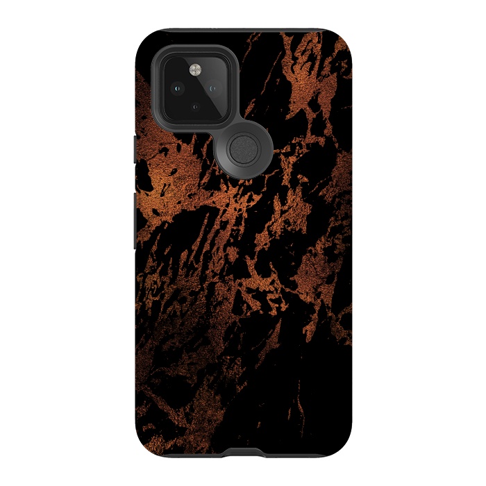Pixel 5 StrongFit Black marble with copper veins by  Utart