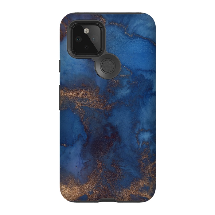 Pixel 5 StrongFit Dark ocean blue marble and copper veins by  Utart