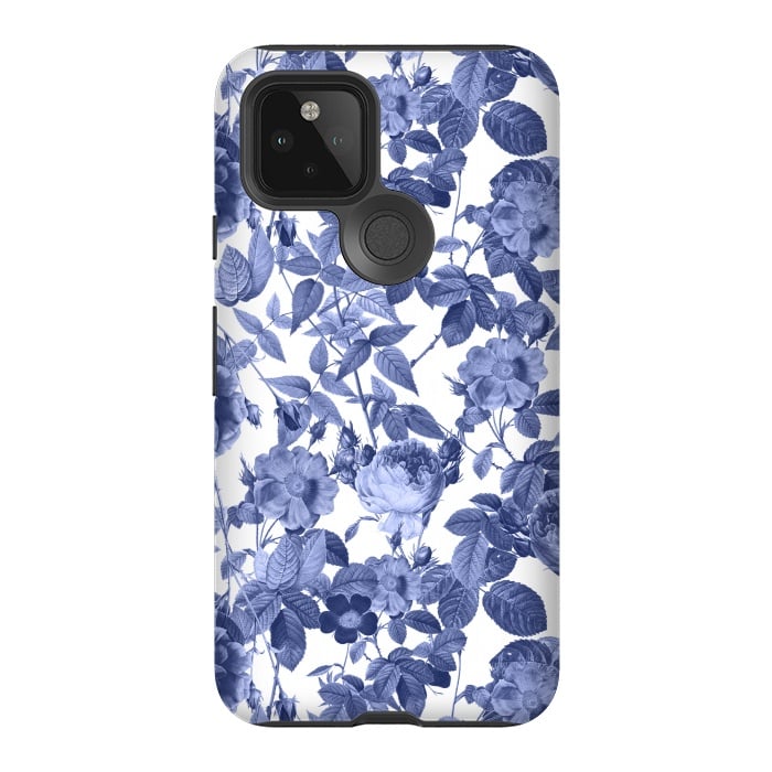Pixel 5 StrongFit Chinoiserie Blue Rose Garden - Vintage Roses by  Utart