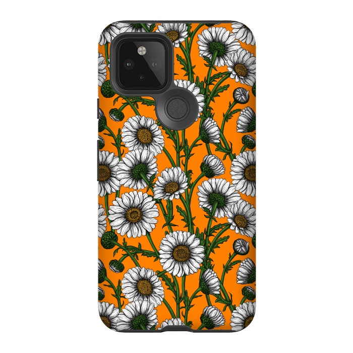 Pixel 5 StrongFit Daisies on orange by Katerina Kirilova