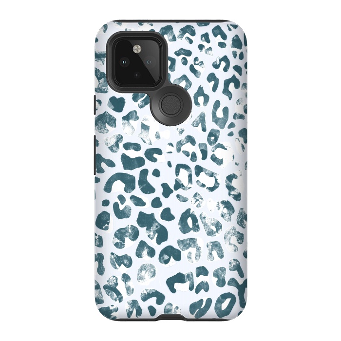 Pixel 5 StrongFit textured turquoise leopard print by Oana 