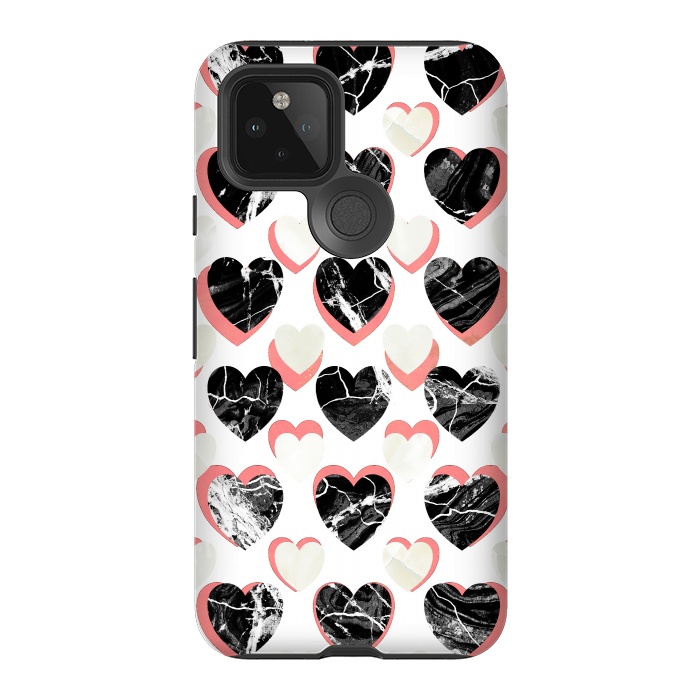 Pixel 5 StrongFit Marble 3d romantic hearts pattern  by Oana 