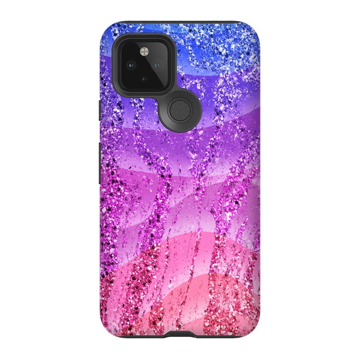 Pixel 5 StrongFit Gradient purple pink glitter marble by Oana 
