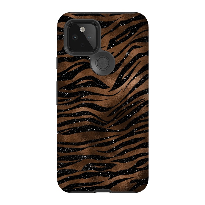 Pixel 5 StrongFit Jungle Journey - Copper Safari Tiger Skin Pattern  by  Utart