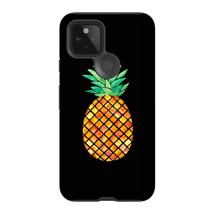 Pixel 5 StrongFit Pineapple On Black  by Amaya Brydon