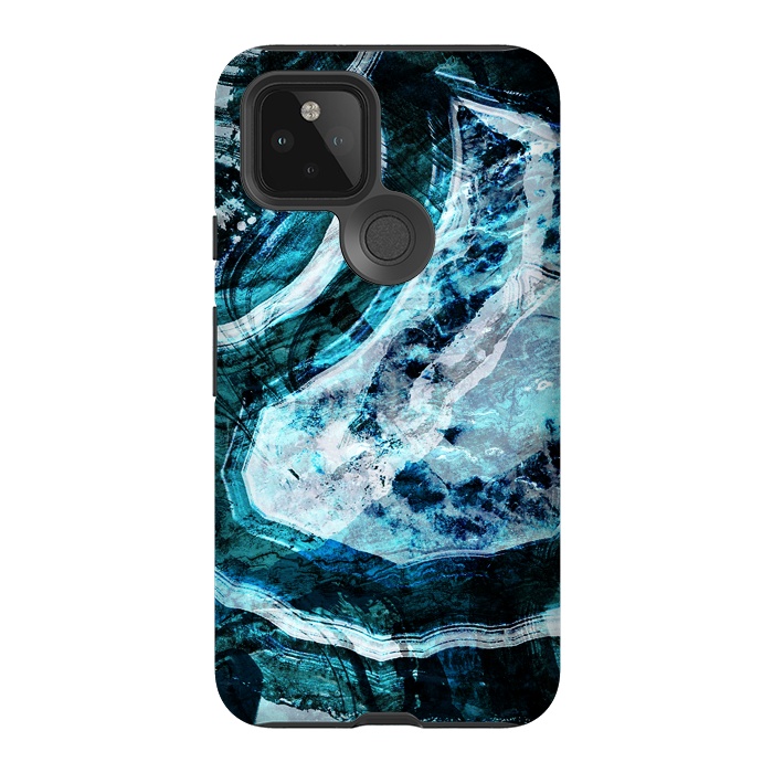 Pixel 5 StrongFit Textured dark blue agate marble by Oana 