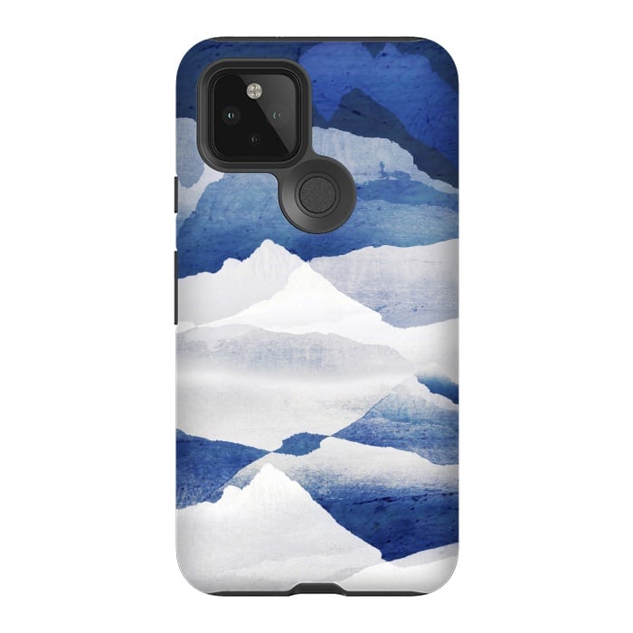 Pixel 5 StrongFit Blue elegant snowy mountains by Oana 