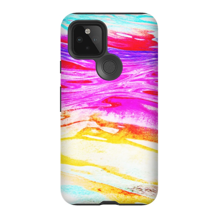 Pixel 5 StrongFit Colorful tie dye painted waves by Oana 