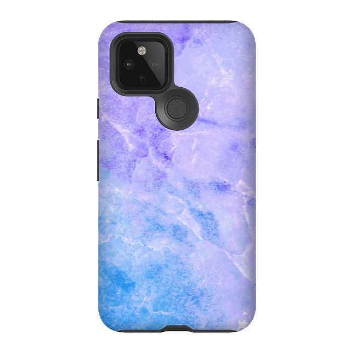 Pixel 5 StrongFit Purple blue marble stone by Oana 
