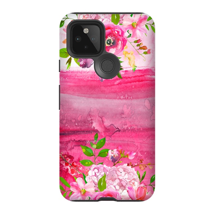 Pixel 5 StrongFit Pink watercolor florals by  Utart