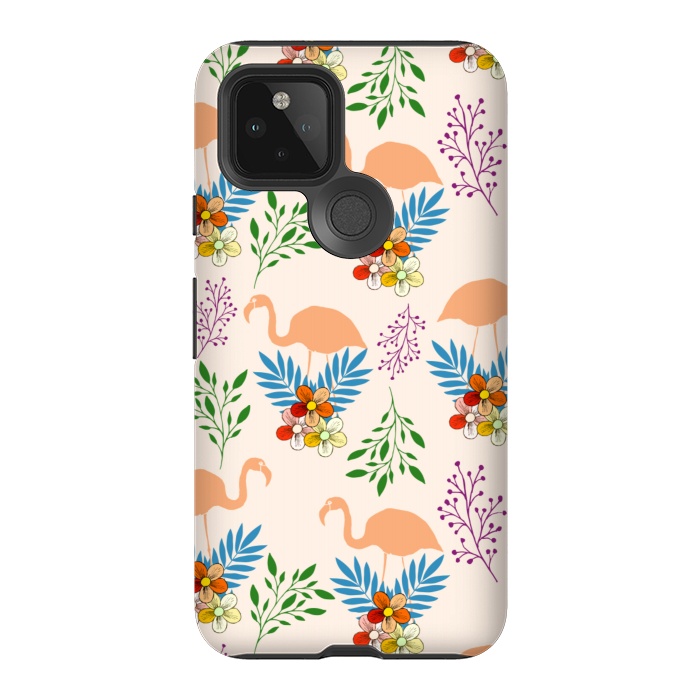 Pixel 5 StrongFit Flamingo Garden by Creativeaxle