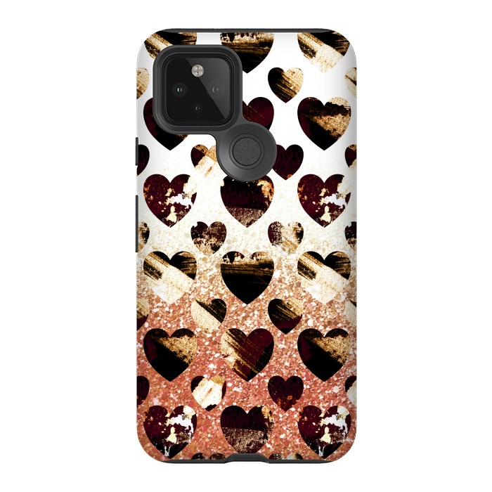 Pixel 5 StrongFit Golden animal print spotted hearts by Oana 