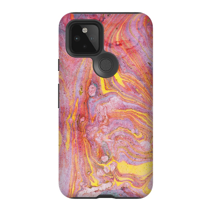 Pixel 5 StrongFit Pink yellow painted mable  by Oana 