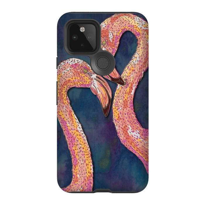 Pixel 5 StrongFit Pink Flamingos by Lotti Brown