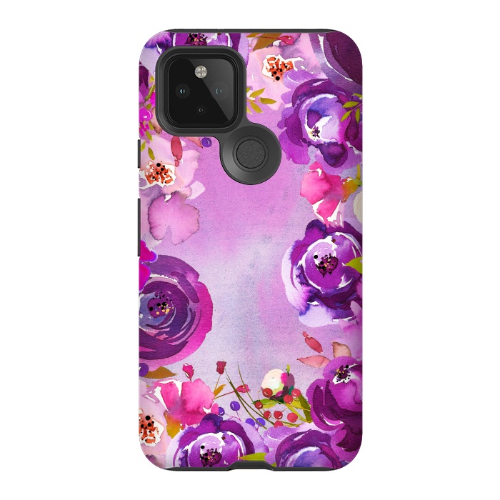 Pixel 5 StrongFit Watercolor Hand drawn Purple Spring Flowers by  Utart