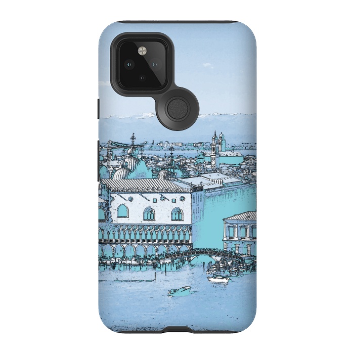 Pixel 5 StrongFit Blue watercolor painted Venice, Italy by Oana 