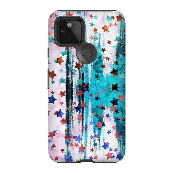 Pixel 5 StrongFit Metallic stars on brushed marble by Oana 