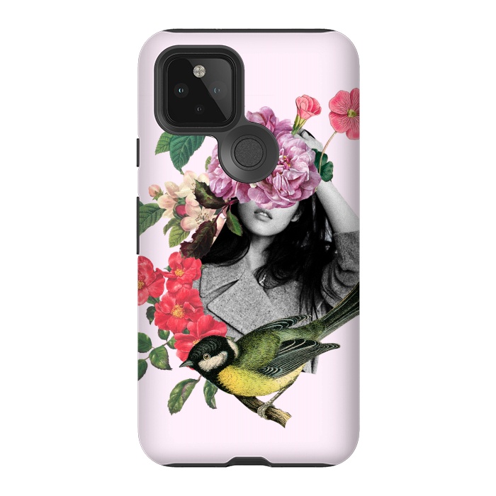 Pixel 5 StrongFit Floral Girl & Bird by MARCOS COELHO