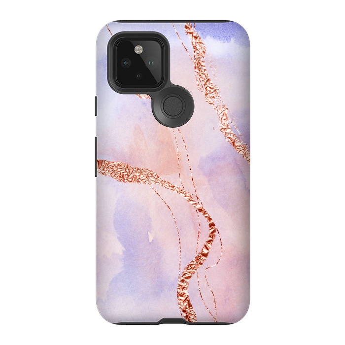 Pixel 5 StrongFit Blush and Purple Ink with Gold Hand drawn Metal Veins by DaDo ART