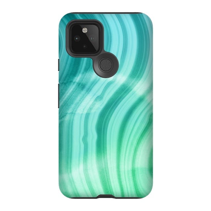 Pixel 5 StrongFit Teal and White Marble Waves by DaDo ART