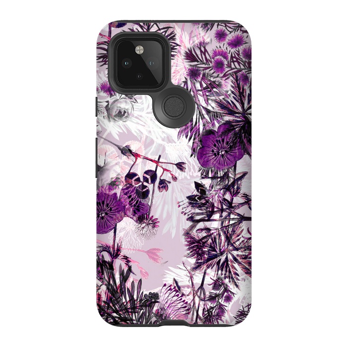 Pixel 5 StrongFit Romantic purple botanical illustration by Oana 