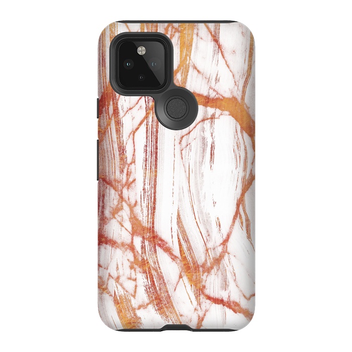 Pixel 5 StrongFit White marble with golden cracks by Oana 