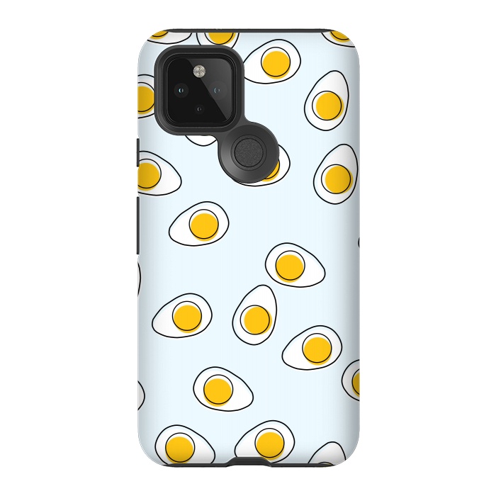 Pixel 5 StrongFit Cute Eggs on Blue Background by Karolina
