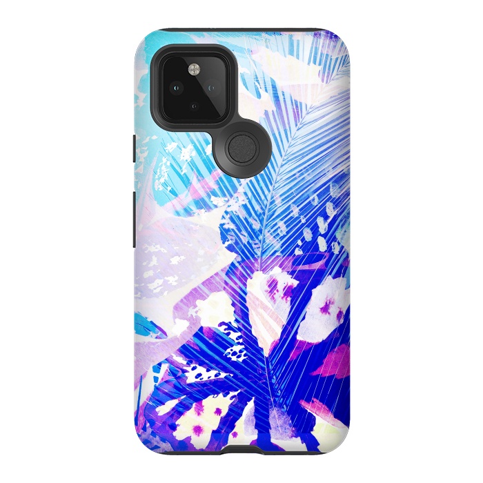 Pixel 5 StrongFit Tropical palm and ficus leaves gradient painting by Oana 