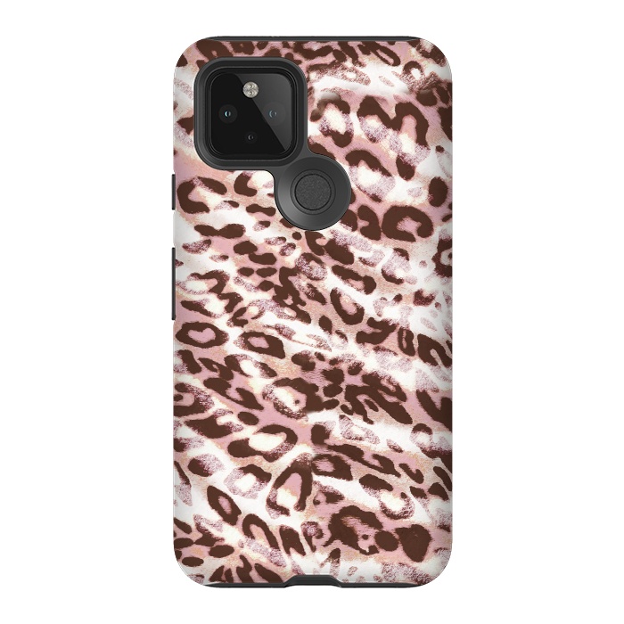 Pixel 5 StrongFit brushed pink grungy leopard print spots by Oana 