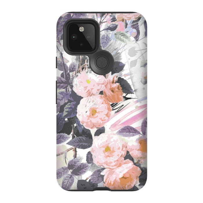 Pixel 5 StrongFit Pink gray romantic roses by Oana 