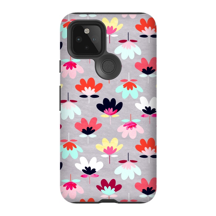 Pixel 5 StrongFit Textured Fan Flowers - Candy Colors  by Tigatiga