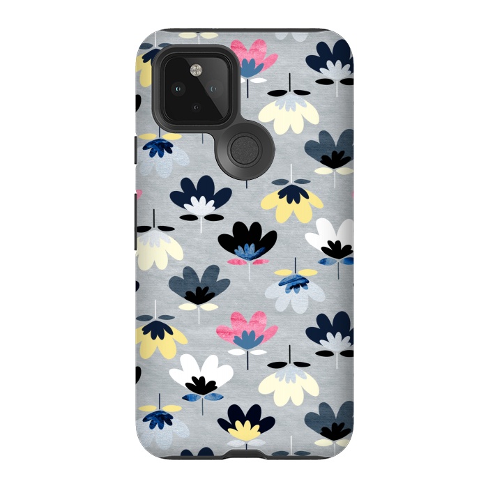 Pixel 5 StrongFit Fan Flowers - Cool Colors  by Tigatiga