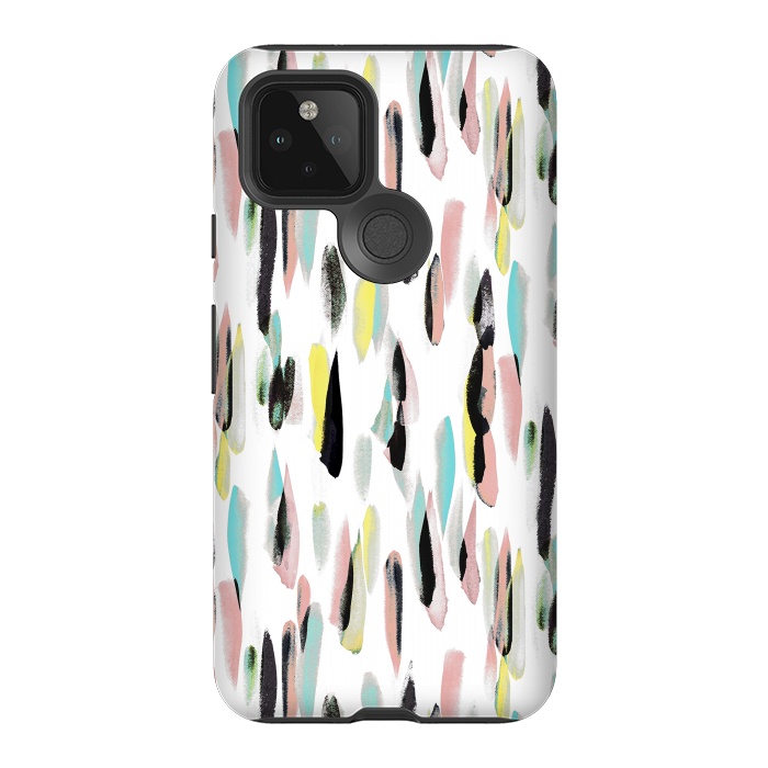 Pixel 5 StrongFit Colorful brushed watercolor playful pattern by Oana 