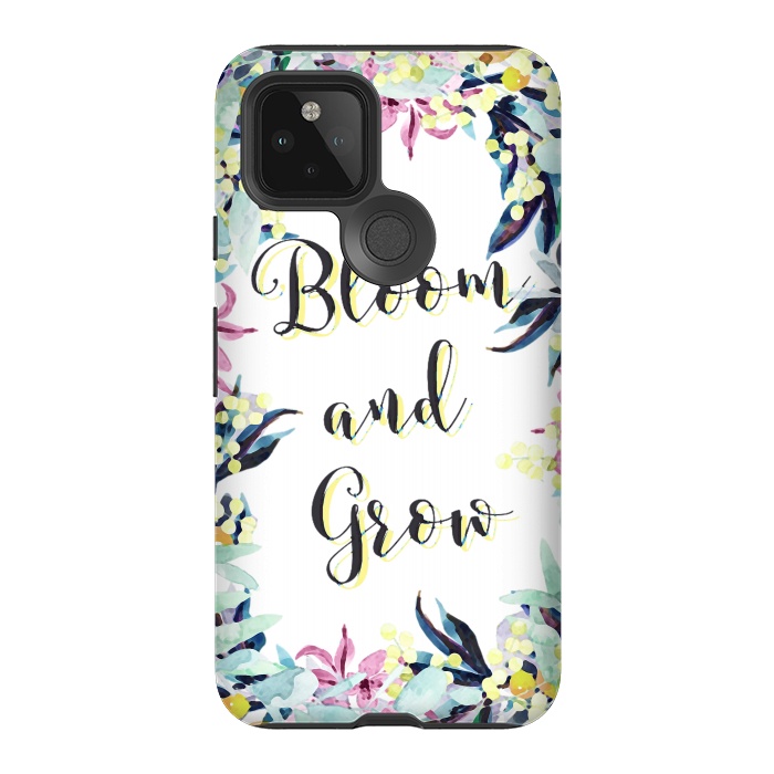 Pixel 5 StrongFit Colorful pastel floral Bloom and Grow typography by Oana 