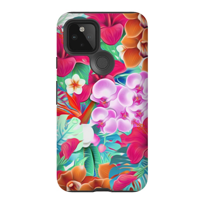 Pixel 5 StrongFit Colorful Tropical Leaves by Alemi