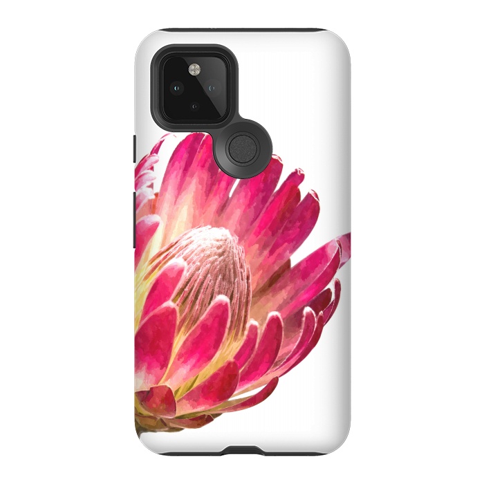 Pixel 5 StrongFit Pink Protea Minimal Flower by Alemi